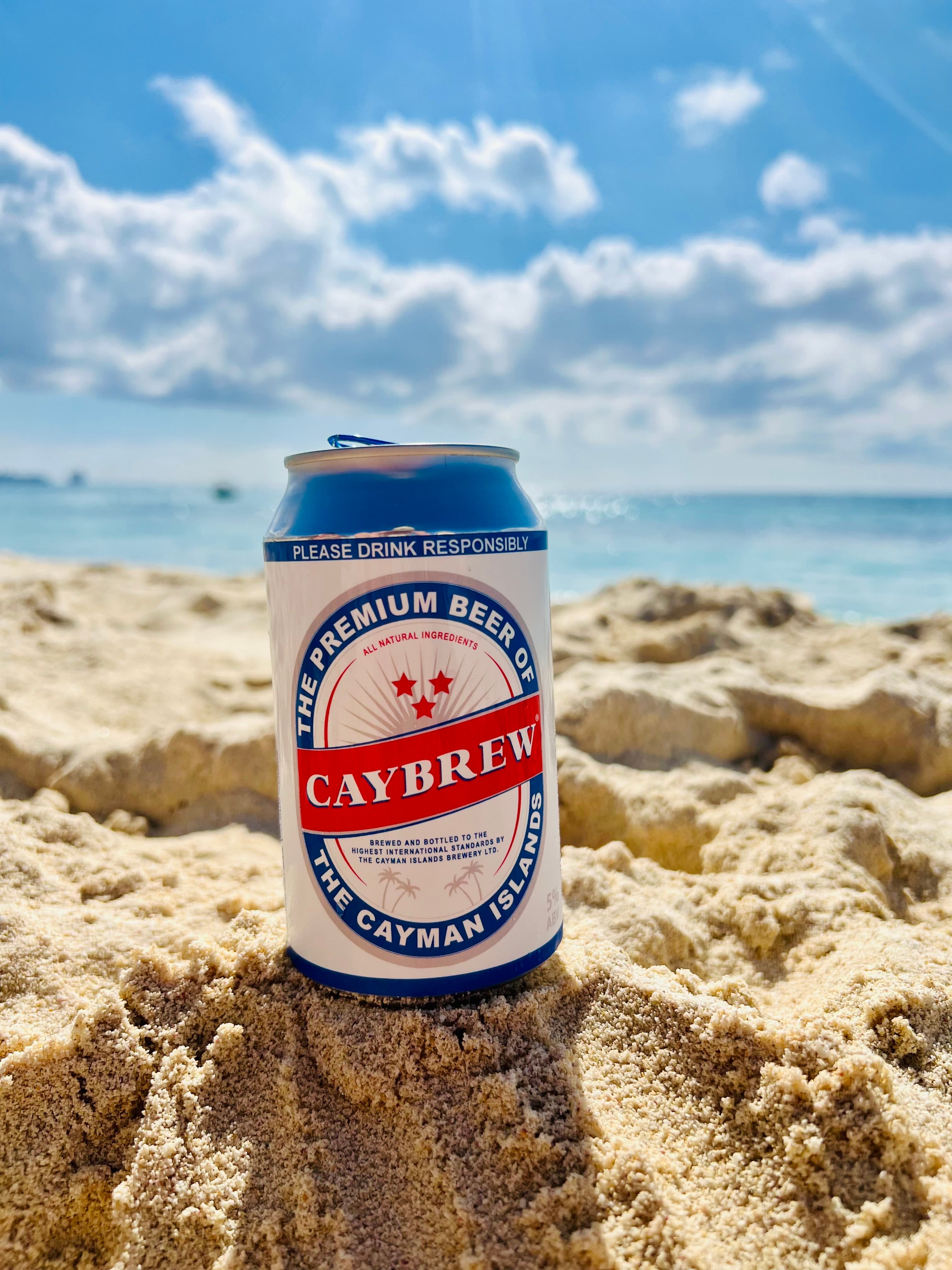 A cold Caybrew, the Cayman Islands' locally brewed lager, on Grand Cayman