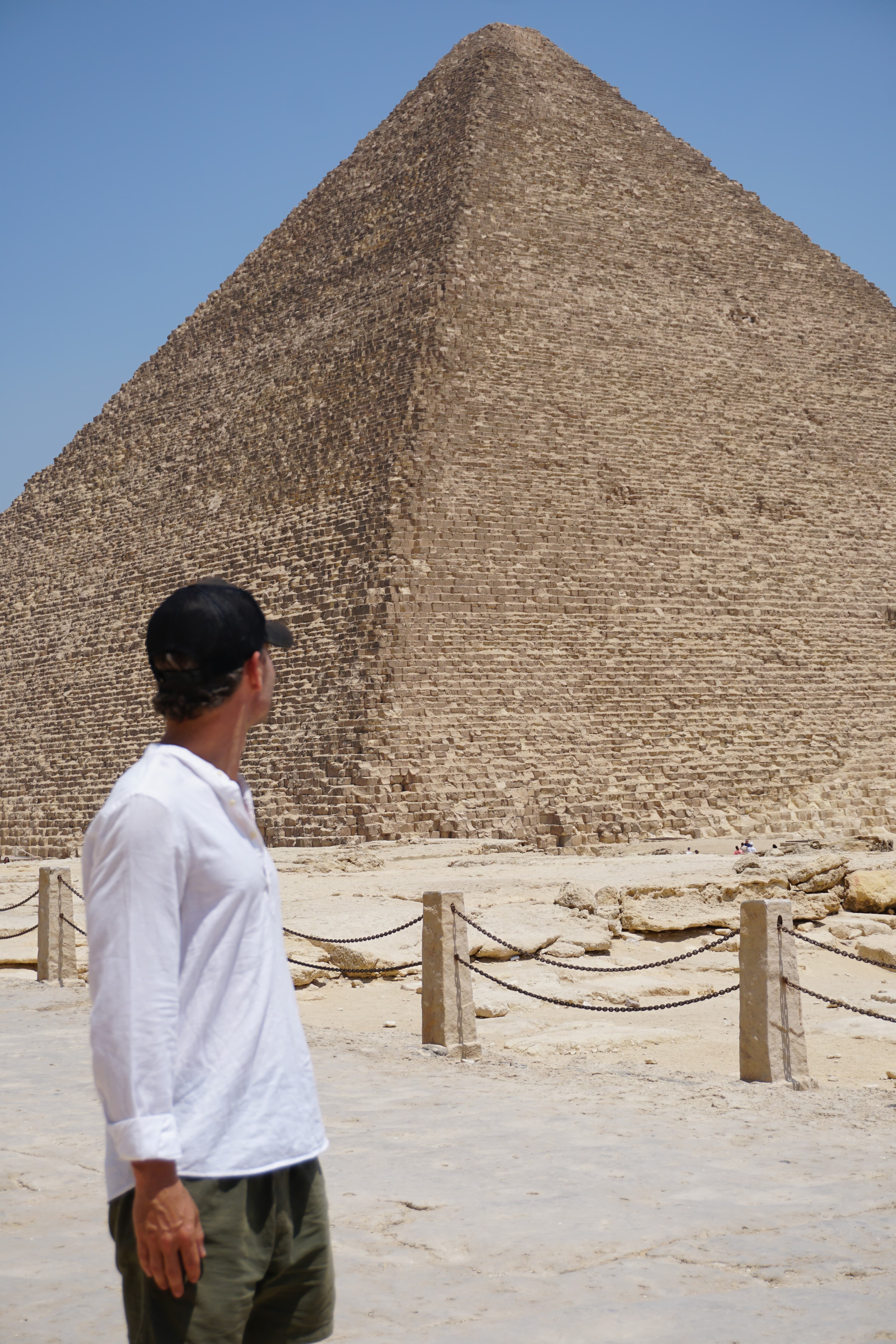 The Great Pyramid of Giza rising from the desert plateau outside Cairo