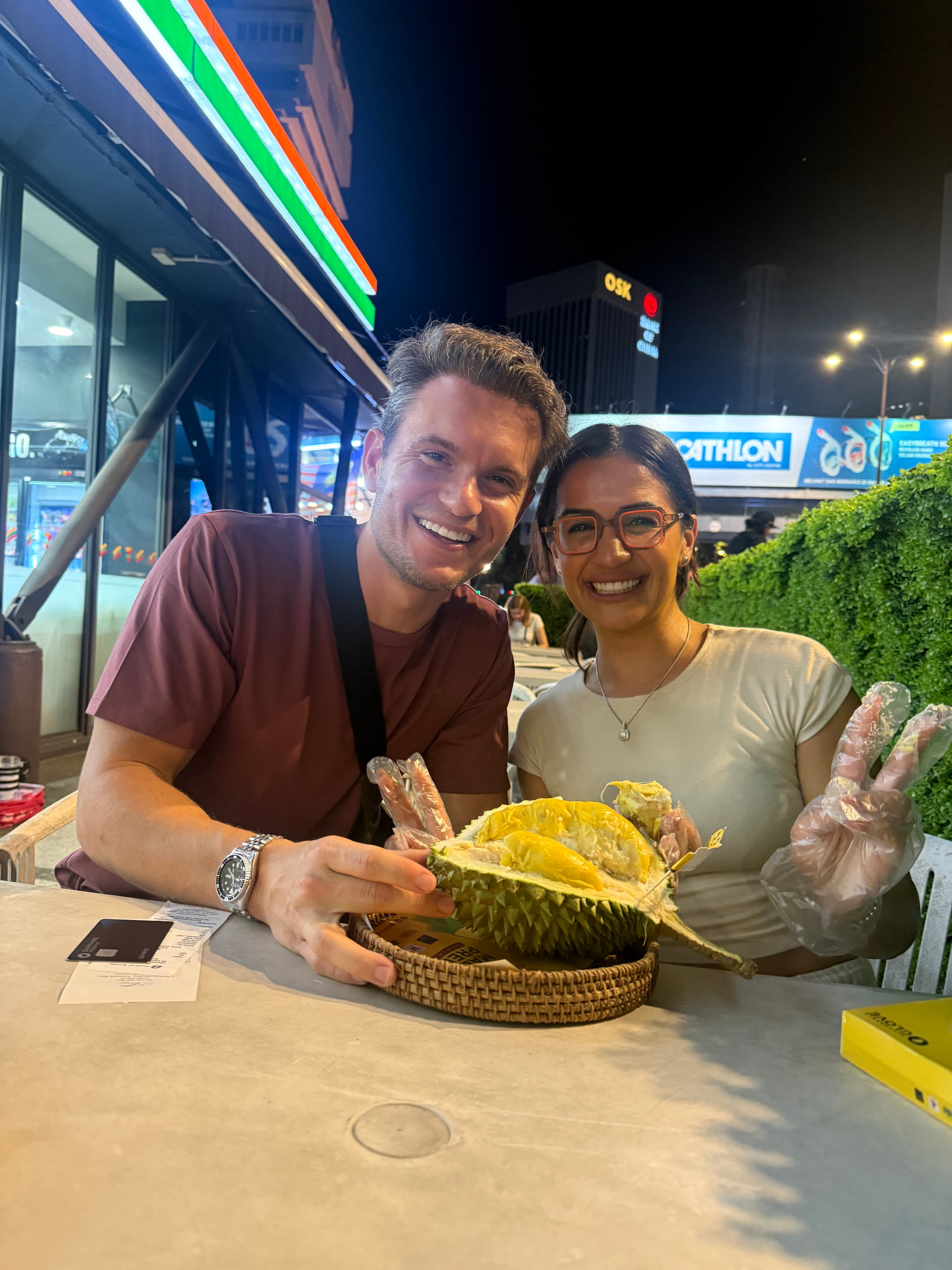 A plate of Musang King durian in Kuala Lumpur