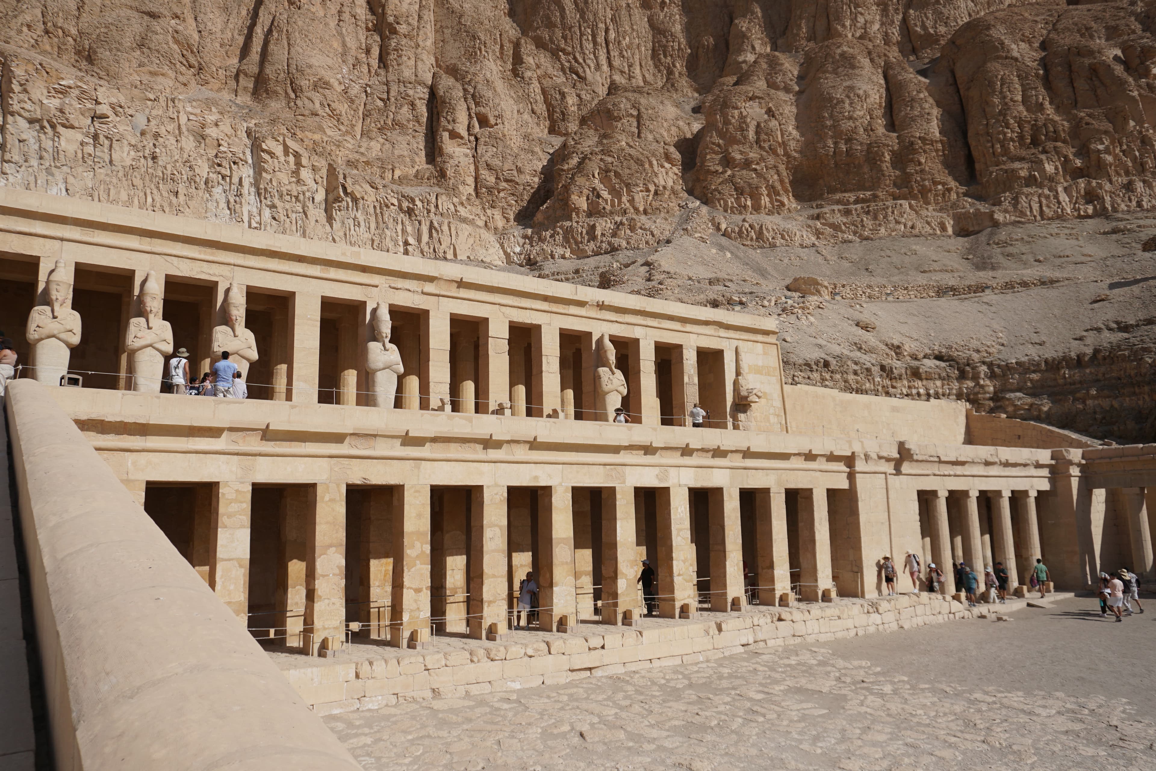 The terraced mortuary temple of Hatshepsut at Deir el-Bahari, rising from the cliffs near Luxor