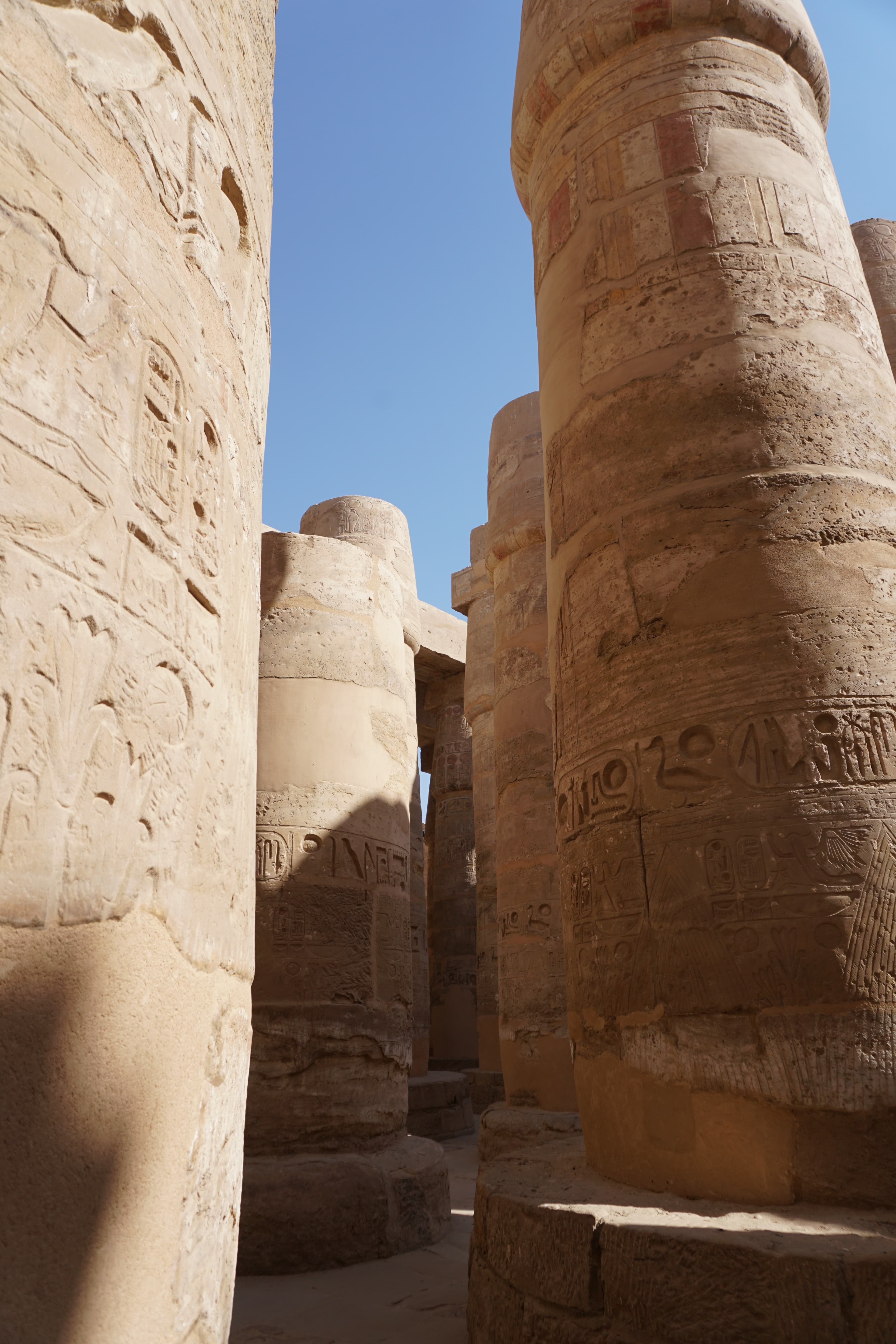 The towering columns of the Great Hypostyle Hall at Karnak in Luxor