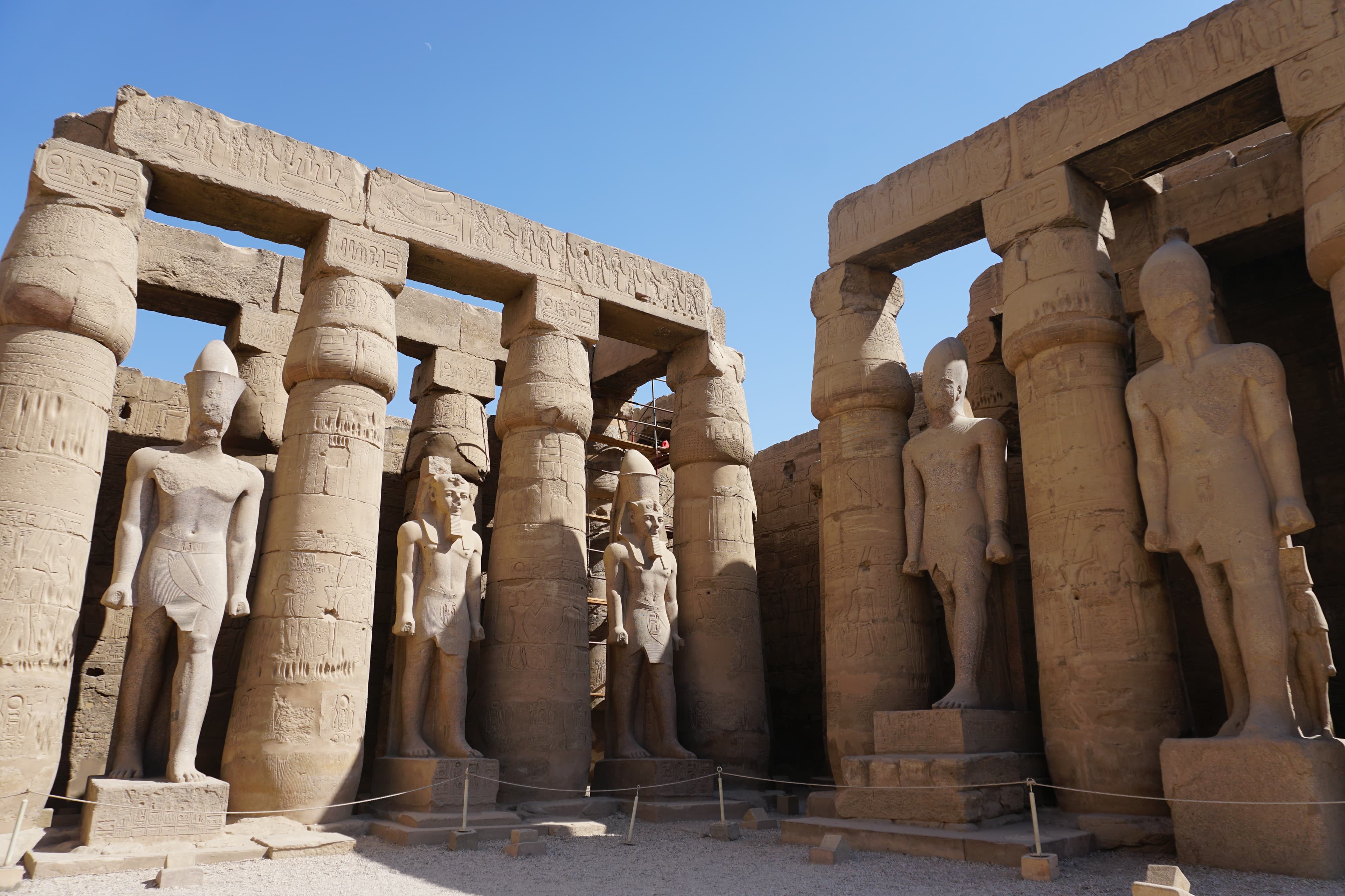 Luxor Temple lit at the south end of the Avenue of Sphinxes