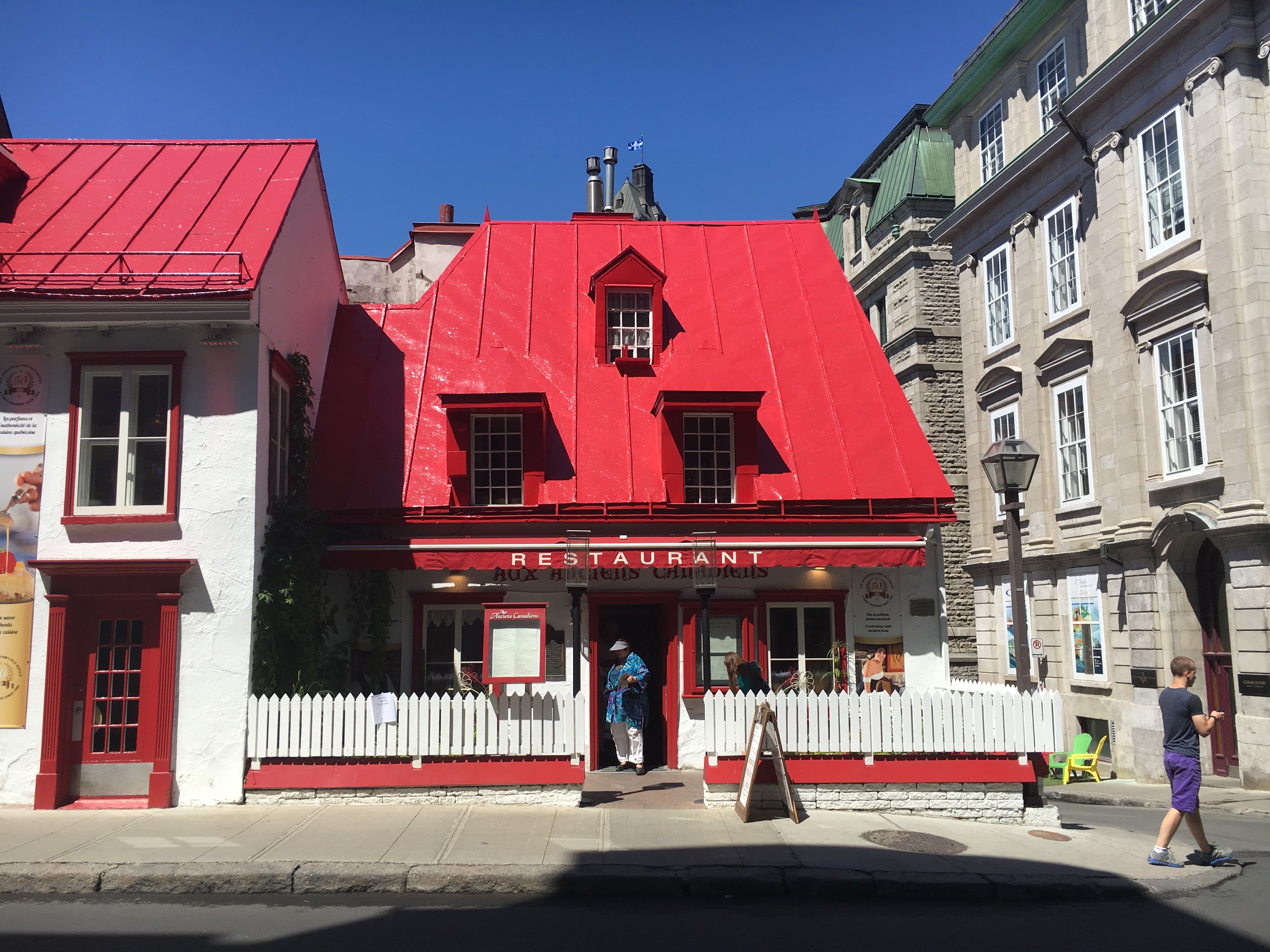 A red-roofed historic building in Old Québec, Québec City, Canada