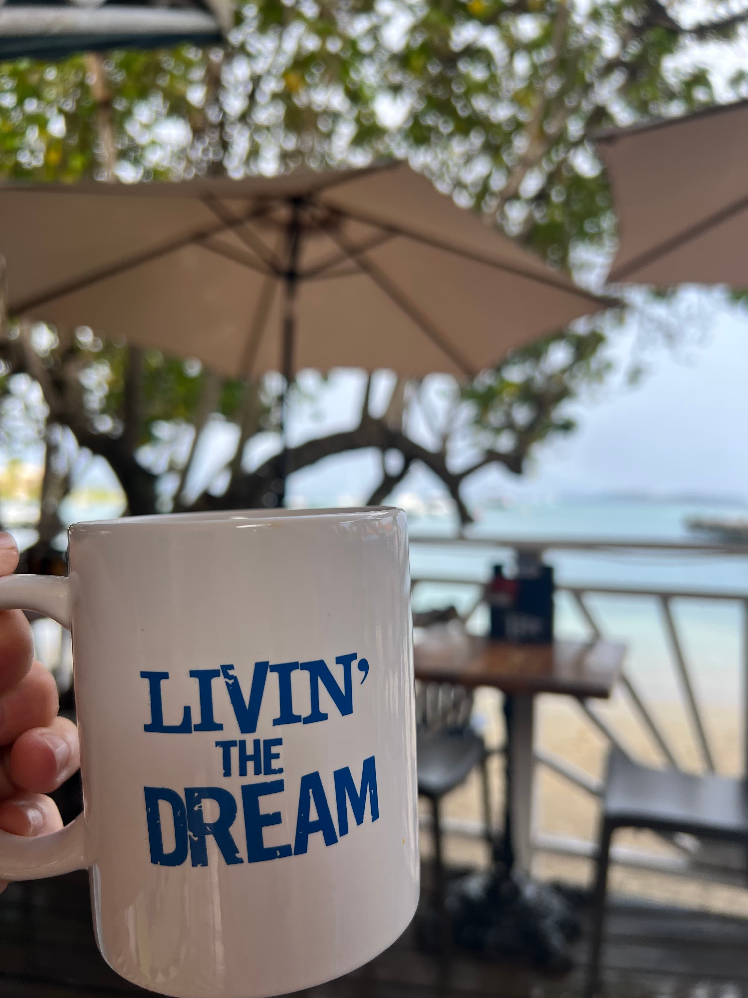 Morning coffee on the Cruz Bay waterfront on St. John, U.S. Virgin Islands