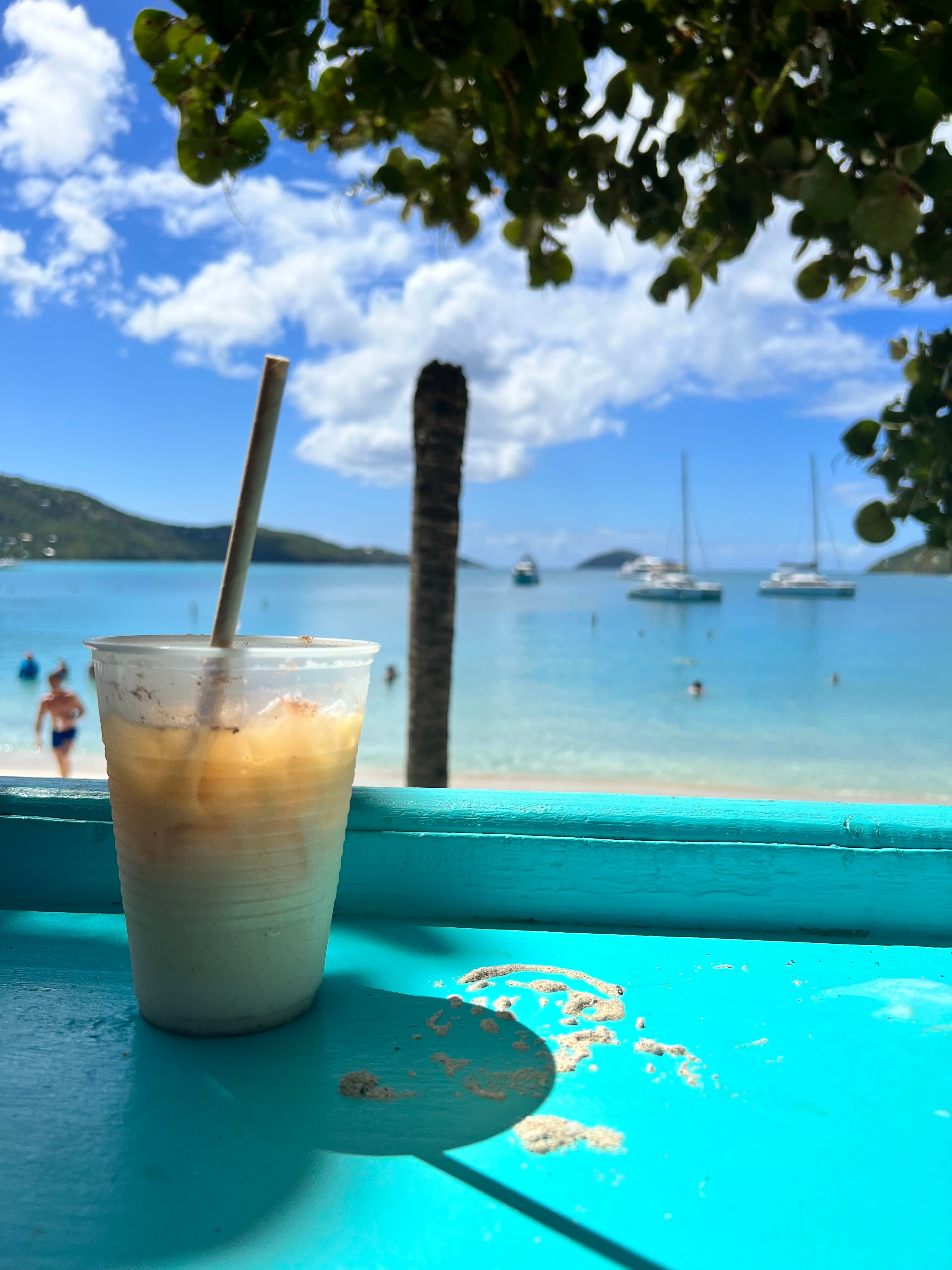The mile-long white-sand horseshoe of Magens Bay on the north shore of St. Thomas, U.S. Virgin Islands