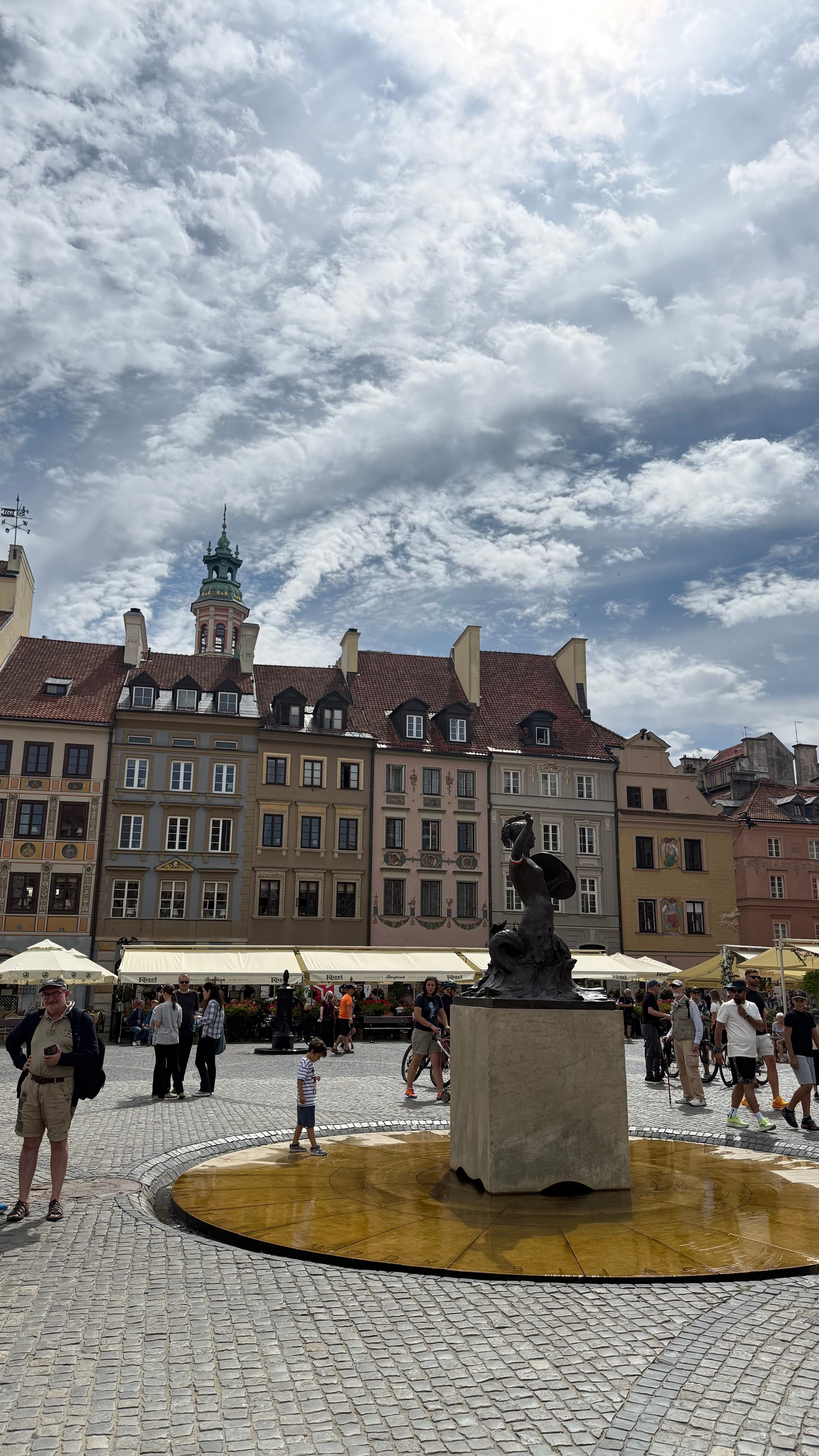 The reconstructed townhouses of Warsaw's Old Town Market Square, rebuilt after 1944