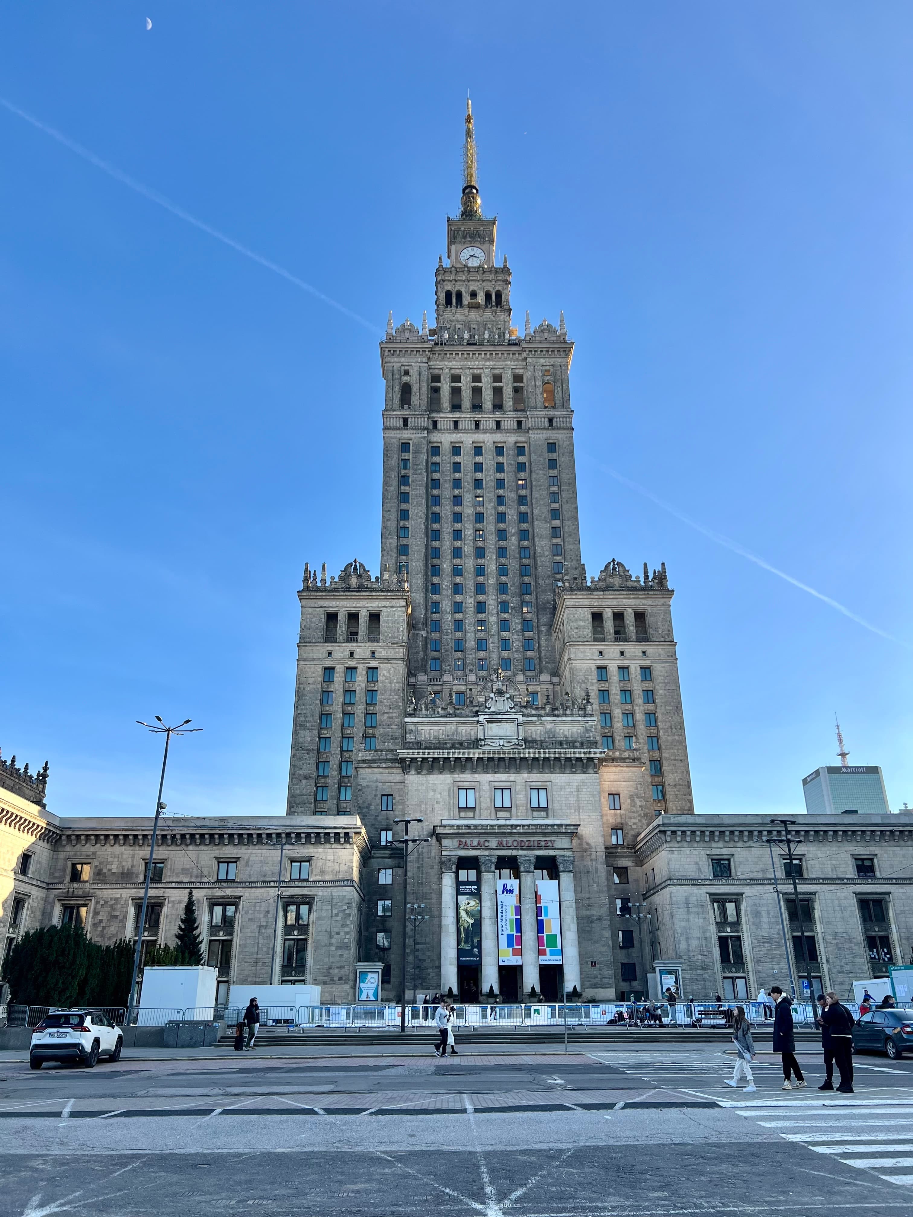 The Stalinist tower of the Palace of Culture and Science rising over central Warsaw